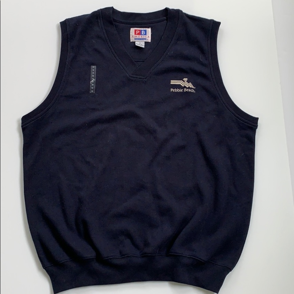 Pebble Beach navy cotton blend golf vest .